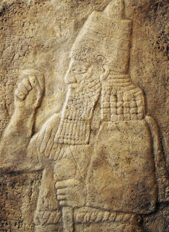 Sennacherib cast of rock relief fm ft MtCudi Turk NE tip Syria exhib Landshut Ger